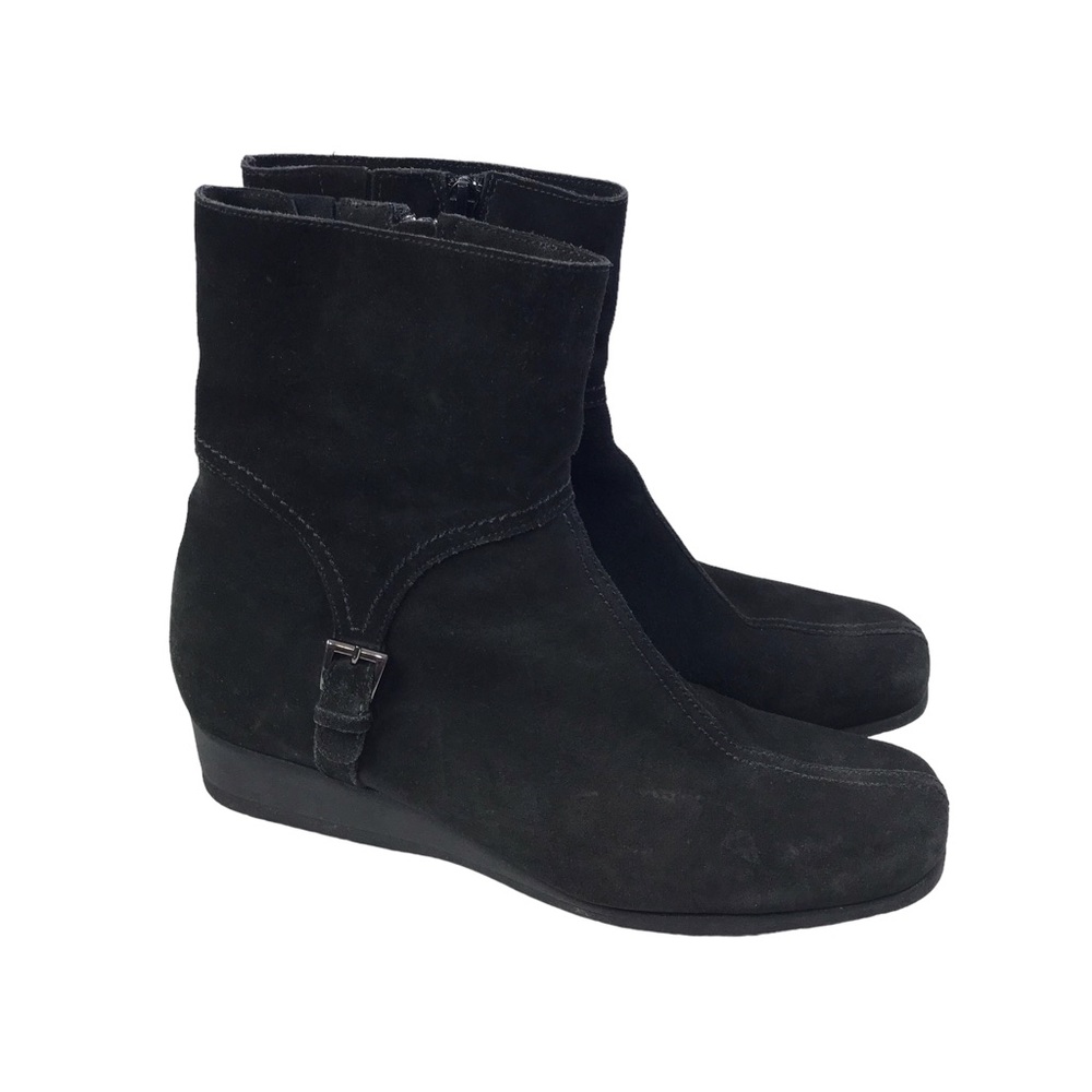 C La Canadienne Black Ankle zip bootie  boots size 11 buckle
